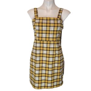 H&M Divided > Yellow, Black, and White Plaid Dress Size 8